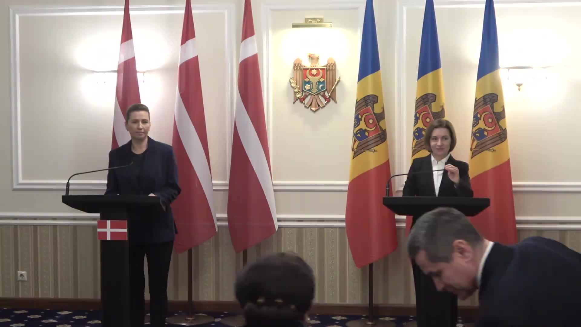 Briefing de presă susținut de președinta Republicii Moldova, Maia Sandu, și prim-ministra Regatului Danemarcei, Mette Frederiksen