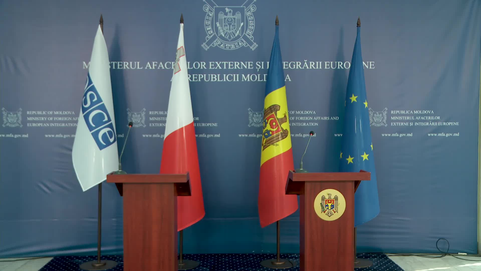 Conferință de presă susținută de viceprim-ministrul, ministrul afacerilor externe al Republicii Moldova, Mihai Popșoi, și președintele în exercițiu al OSCE, ministrul afacerilor externe, europene și comerțului al Maltei, Ian Borg