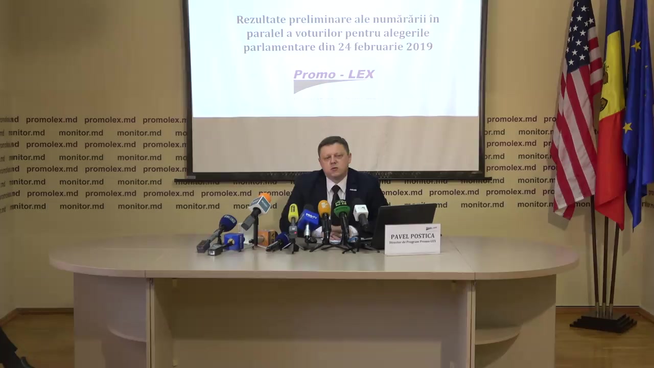 Conferință de presă organizată de Asociația Promo-LEX cu ocazia prezentării rezultatelor preliminare ale numărării paralele a voturilor pentru alegerile parlamentare din 24 februarie 2019