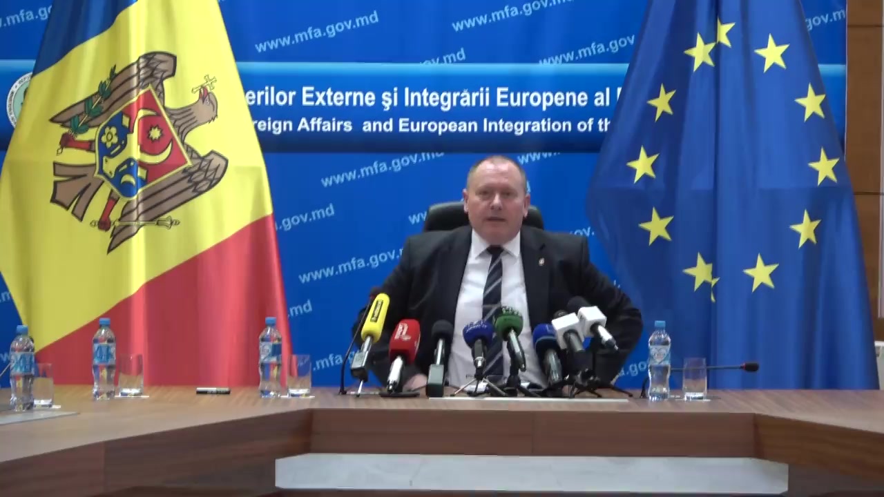 Conferință de presă susținută de Ministrul Afacerilor Externe și Integrării Europene a Republicii Moldova, Aureliu Ciocoi
