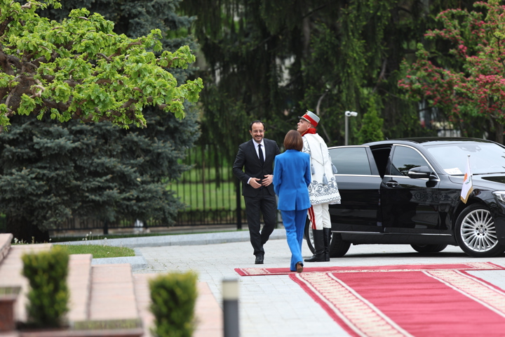 Întâmpinarea Președintelui Republicii Cipru, Nikos Christodoulides, de către Președinta Republicii Moldova, Maia Sandu
