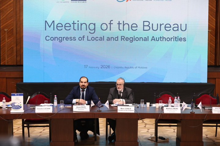 Conferință de presă susținută de Secretarul general al Guvernului Republicii Moldova, Alexei Buzu, Președintele Congresului Autorităților Locale și Regionale al Consiliului Europei, Marc Cools, și Secretarul General al Congresului, Mathieu Mori