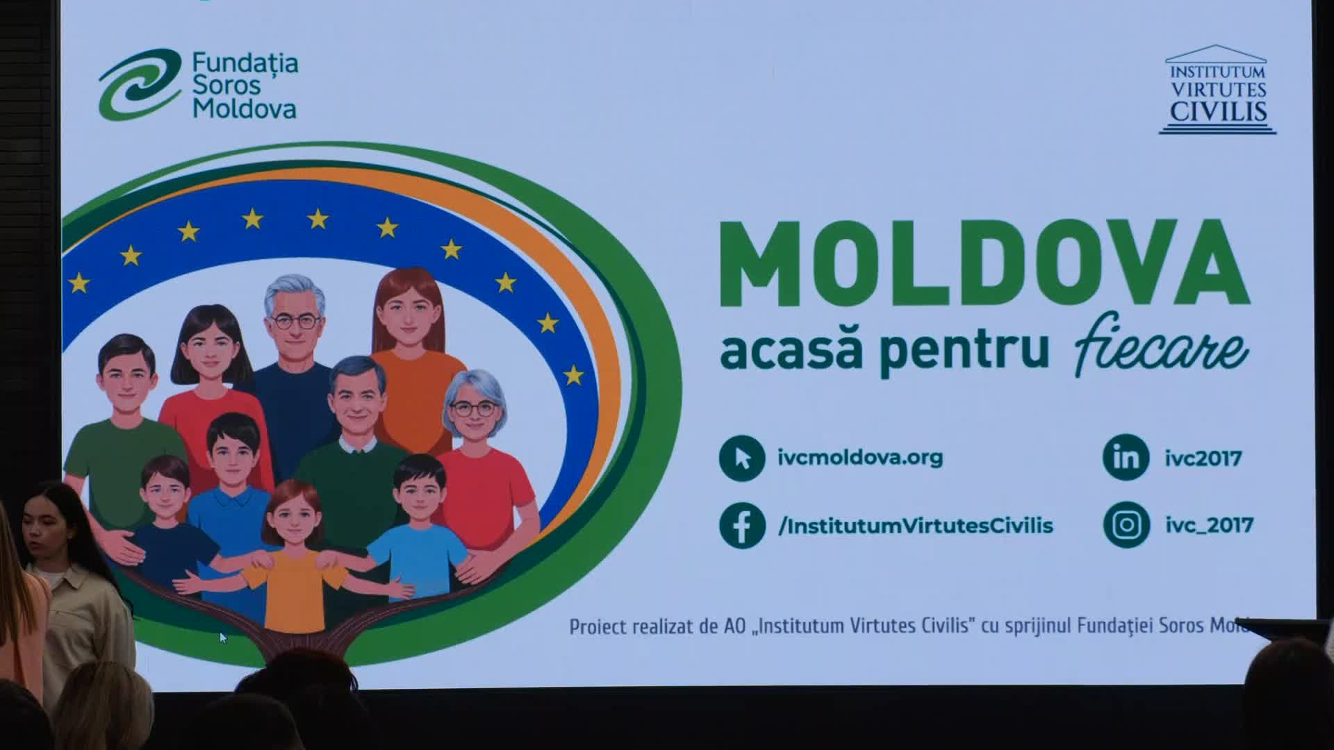 Evenimentul de premiere a concursului național de eseuri video „Descoperă comunitatea mea”, desfășurat în cadrul proiectului „Moldova – acasă pentru fiecare” organizat de Institutum Virtutes Civilis
