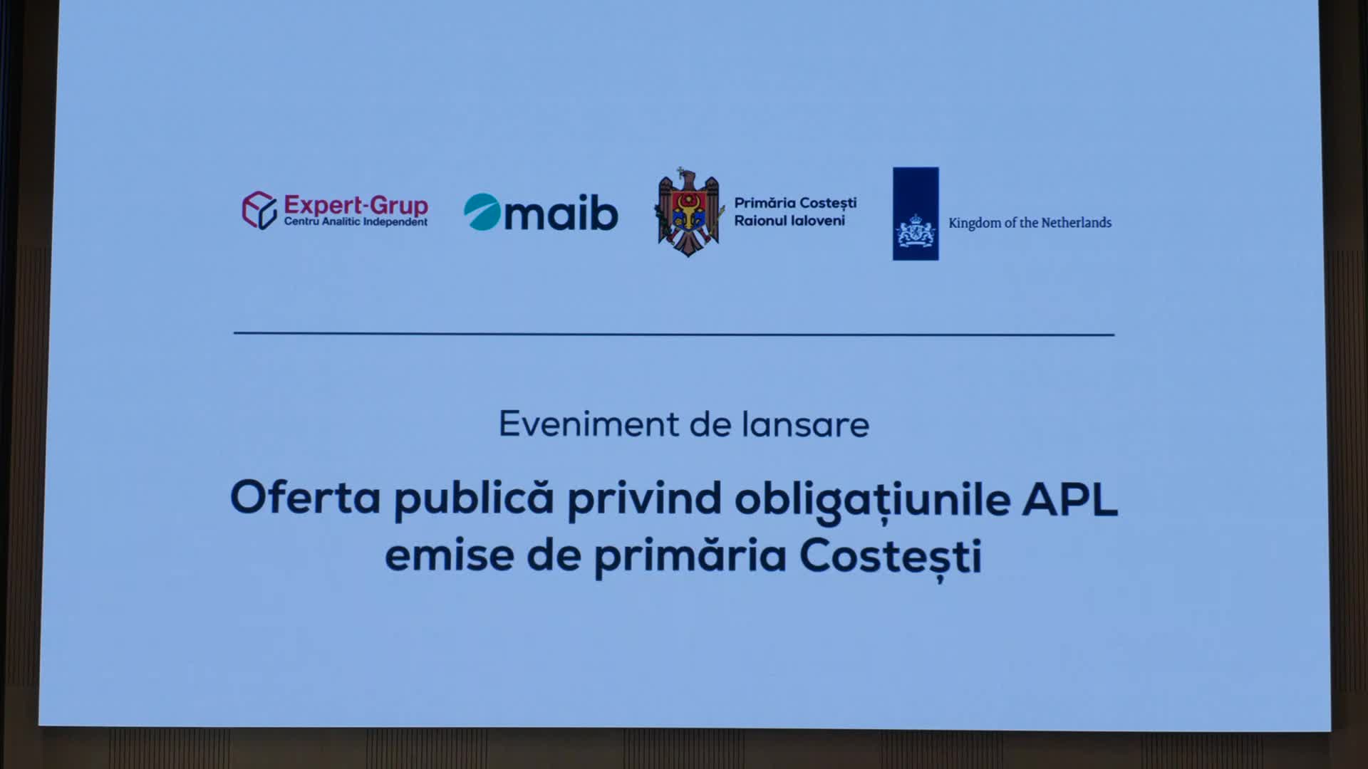 Eveniment de lansare „Oferta publică privind obligațiunile APL emise de primăria Costești”