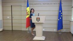 Briefing de presă susținut de președinta Comisiei juridice, numiri și imunități, Olesea Stamate, în timpul ședinței Parlamentului Republicii Moldova din 14 iulie 2022