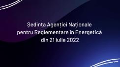 Ședința Agenției Naționale pentru Reglementare în Energetică din 21 iulie 2022