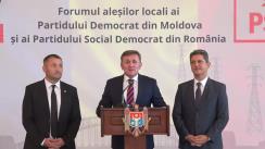Declarații de presă privind desfășurarea Forumului aleșilor locali ai Partidului Democrat din Moldova și ai Partidului Social Democrat din România
