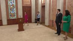 Ceremonia de depunere a jurământului de către Ministrul Economiei, Dumitru Alaiba, și Ministrul Mediului, Rodica Iordanov