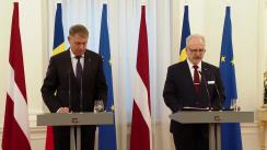 Declarații de presă comune susținute de Președintele Republicii Letonia, Egils Levits, și Președintele României, Klaus Iohannis