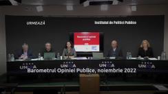 Conferință de presă organizată de Institutul de Politici Publice cu tema „Prezentarea rezultatelor sondajului sociologic: Barometrul Opiniei Publice, noiembrie 2022”