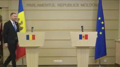 Declarații de presă susținute de către copreședinții Comisiei Comune pentru Integrare Europeană între Parlamentul României și Parlamentul Republicii Moldova (CCIE), Petru Frunze și Andrei Daniel, după cea de-a IX-a Reuniune a CCIE și semnarea rezoluției