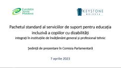 Consultări publice privind pachetul de servicii integrate de suport pentru copii/tineri cu dizabilități, bazate pe nevoile acestora, pentru a fi prestate în instituțiile de învățământ preșcolar, școlar și profesional tehnic