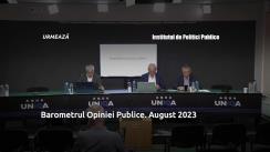 Conferință de presă organizată de Institutul de Politici Publice cu tema „Prezentarea rezultatelor sondajului de opinie publica Barometrul Opiniei Publice 2023”