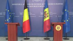 Conferință de presă susținută de ministrul afacerilor externe și integrării europene al Republicii Moldova, Nicu Popescu, și ministra afacerilor externe, europene și comerțului exterior a Regatului Belgiei, Hadja Lahbib