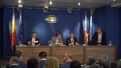 Conferință de presă organizată de ministrul Transporturilor și Infrastructurii, Sorin Grindeanu, cu ocazia semnării a trei contracte pentru obiective de infrastructură rutieră