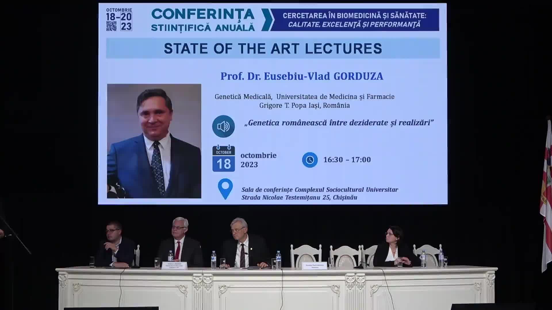 Sesiunea STATE OF THE ART Lectures „Genetica românească între deziderate și realizări”. Profesorul Eusebiu Vlad Gorduza