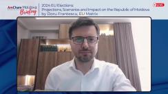 Evenimentul organizat de AmCham Moldova „Briefing on the 2024 EU Elections: Projections, Scenarios and Impact on the Republic of Moldova by Doru Frantescu, EU Matrix”