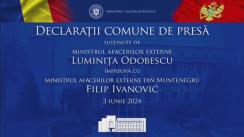 Declarații comune de presă susținute de ministrul Afacerilor Externe, Luminița Odobescu și ministrul Afacerilor Externe din Muntenegru, Filip Ivanović