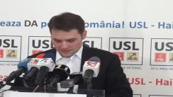 Conferință de presă susținută de senatorul PSD, Dan Șova