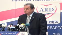 Conferință de presă susținută de co-președintele ARD, Vasile Blaga