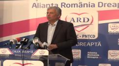 Conferință de presă susținută de coordonatorul campaniei electorale a ARD, Adriean Videanu
