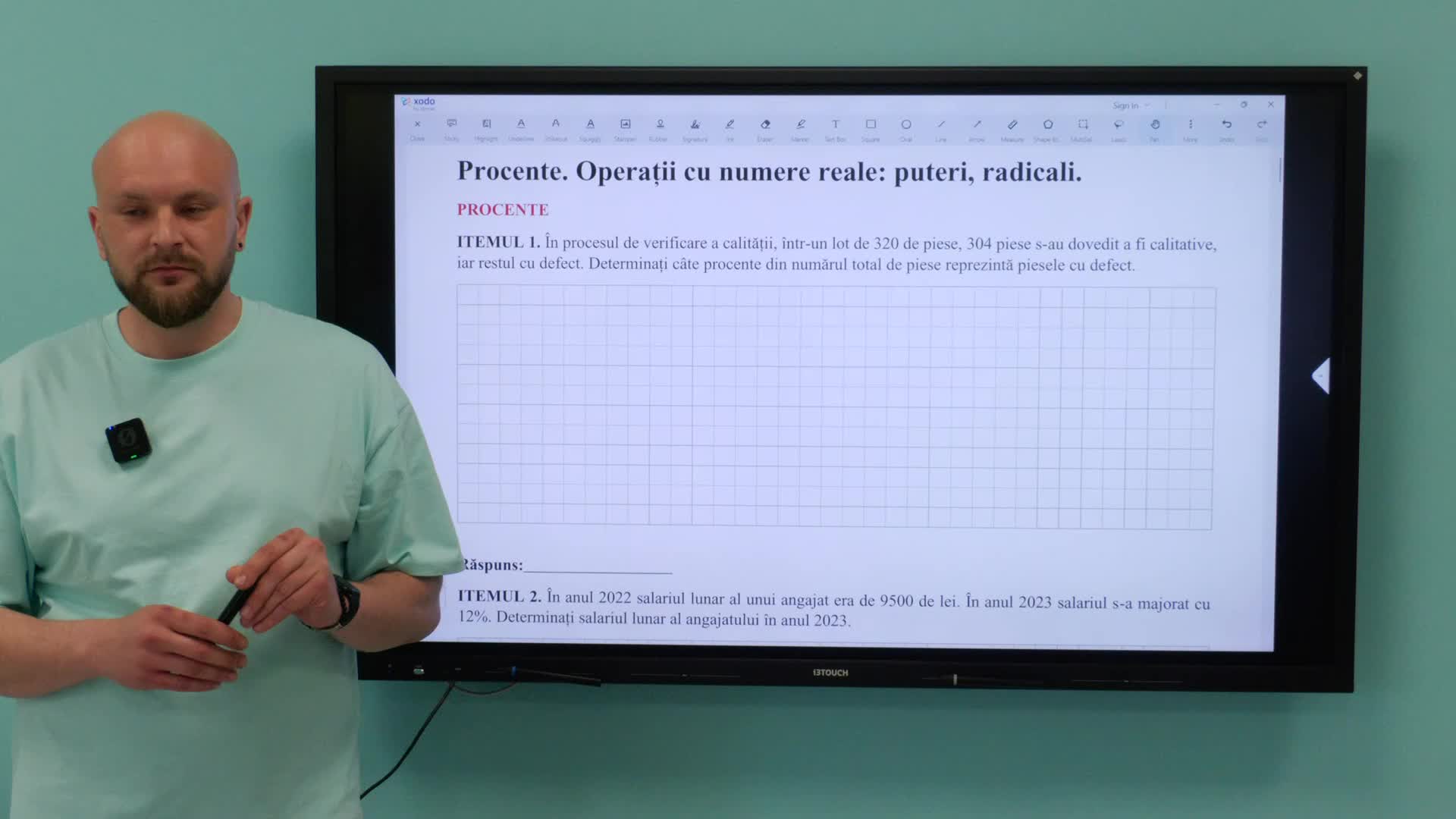 Lecție online de matematică: Procente. Operații cu numere reale: puteri, radicali