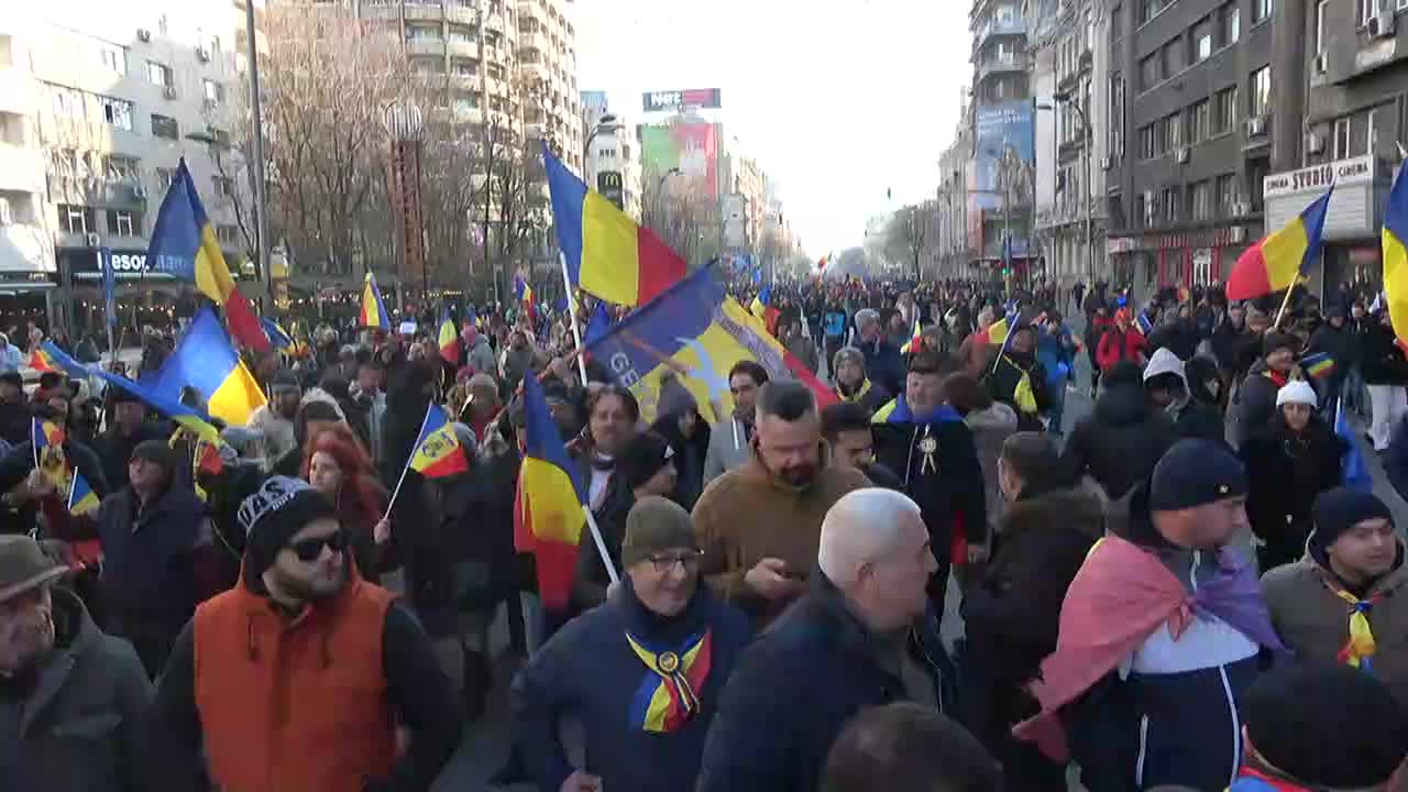 Miting organizat de AUR împotriva anulării rezultatului primului tur al alegerilor prezidențiale