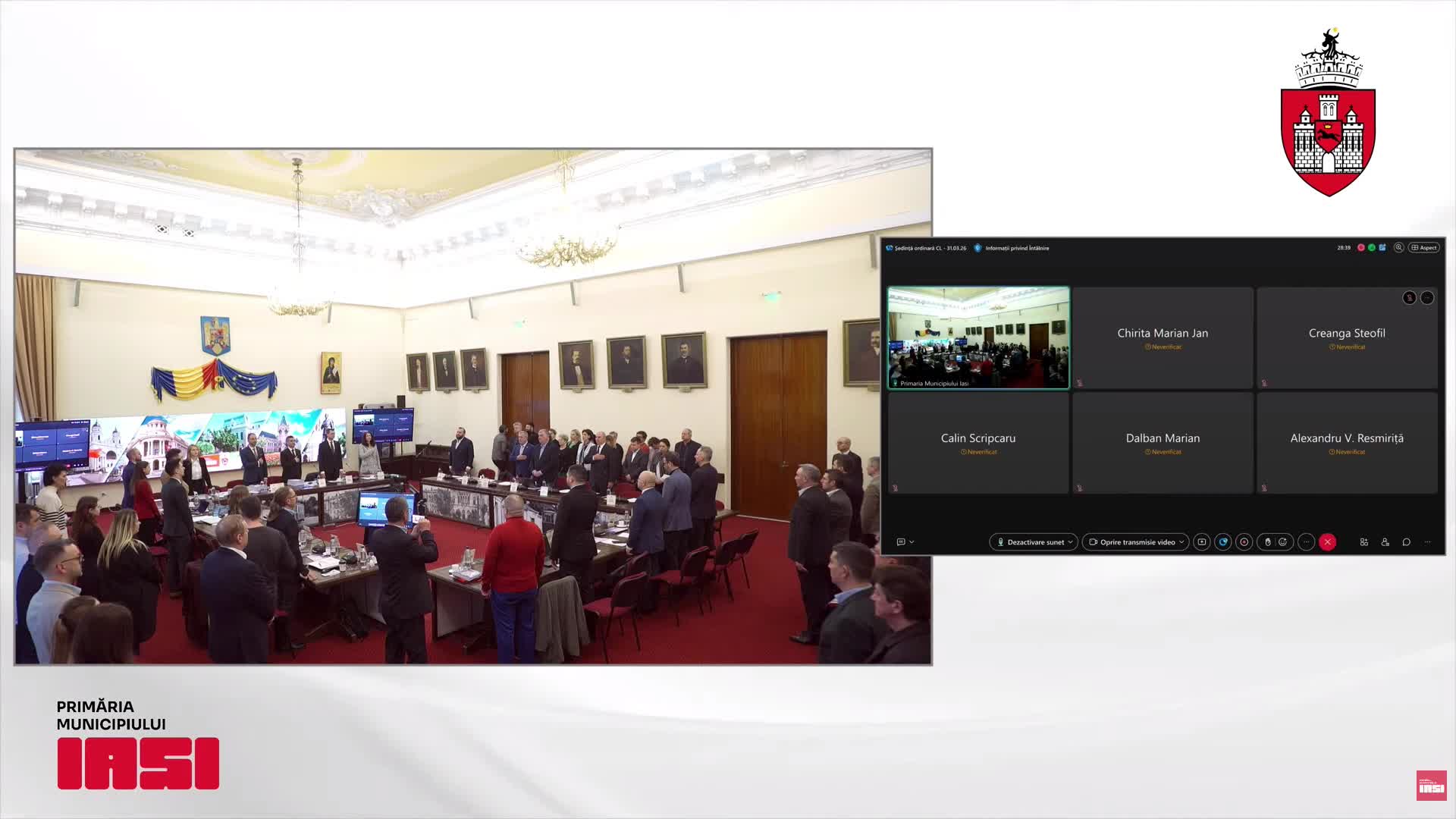 Sedinţa publică ordinară a Municipiului Iași din 31 martie 2026