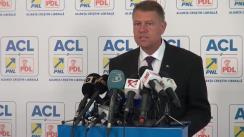 Declarație de presă susținută de președintele Partidului Național Liberal, Klaus Iohannis