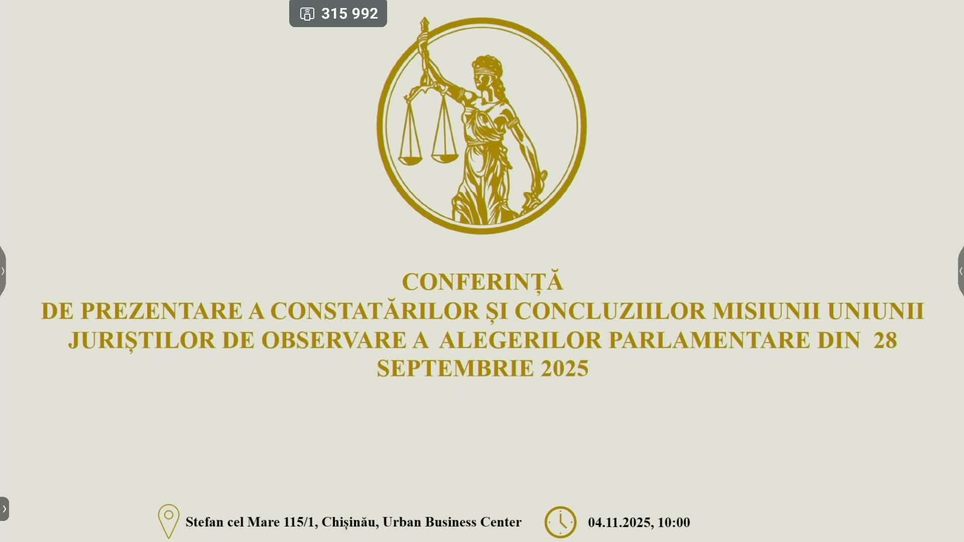Conferința de prezentare a constatărilor și concluziilor Misiunii Uniunii Juriștilor din Moldova de observare a alegerilor parlamentare 2025