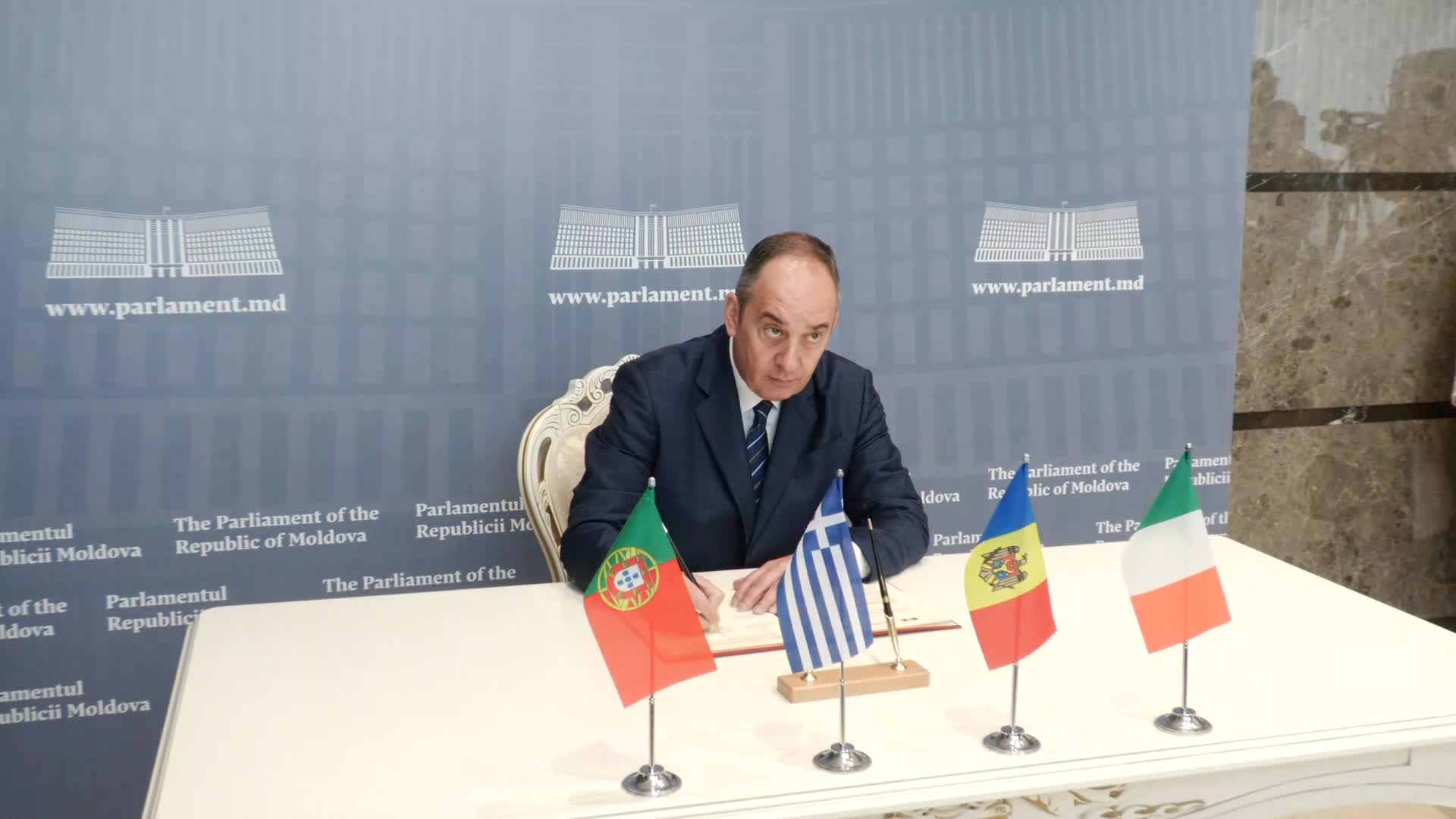 Declarații de presă susținute de președintele Comisiei pentru integrare europeană, Marcel Spatari, cu reprezentanții Comisiilor pentru afaceri UE din Parlamentele Republicii Italiene, Republicii Elene, Regatului Spaniei și Republicii Portugheze