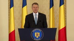 Declarație de presă susținută de Președintele României, Klaus Iohannis