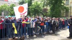 Acțiune de protest organizată de Sindicatul Liber Independent din RADET București în fața sediului Guvernului României