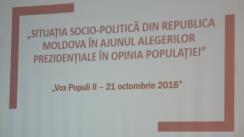 Conferință de presă organizată de Asociația Sociologilor și Demografilor din Moldova cu tema „Situația socio-politică din Republica Moldova în ajunul alegerilor prezidențiale în opinia populației”