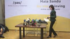 Conferință de presă susținută de președintele Partidului Acțiune și Solidaritate, Maia Sandu