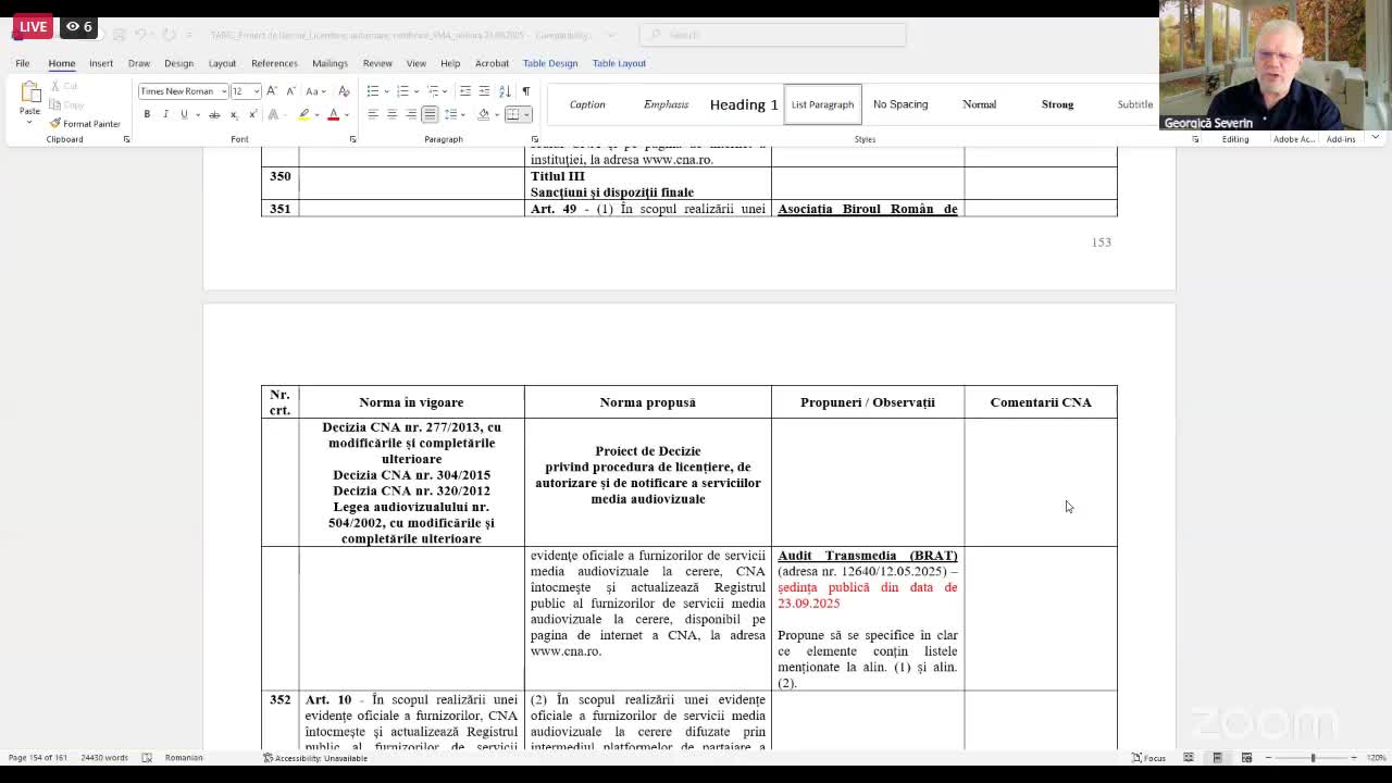 Ședința Consiliului Național al Audiovizualului din 23 septembrie 2025