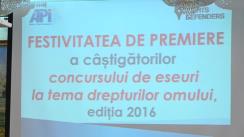 Festivitatea de premiere a câștigătorilor concursului de eseuri pentru elevi la tema drepturilor omului