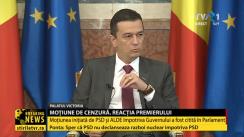 Conferință de presă susținută de Premierul României, Sorin Grindeanu, după depunerea moțiunii de cenzură