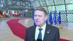 Declarație susținută de Președinte României, Klaus Iohannis, înaintea participării la Consiliul European