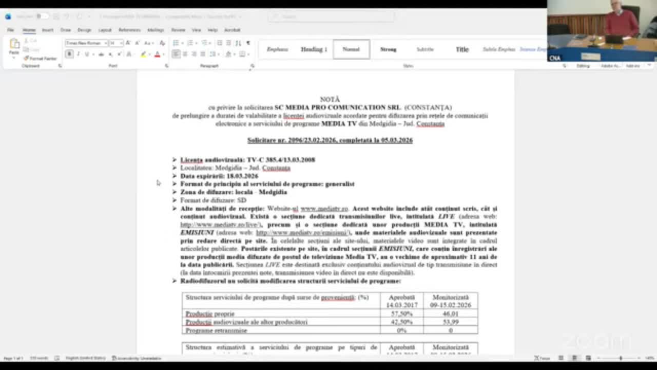Ședința Consiliului Național al Audiovizualului din 10 martie 2026