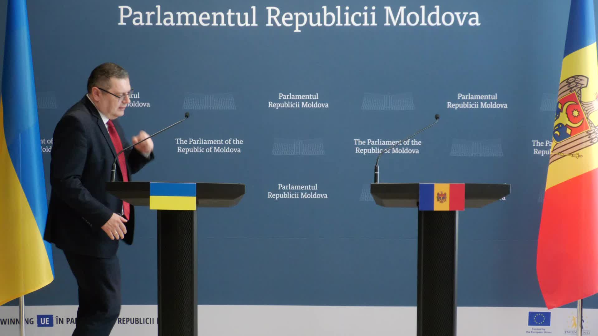Declarații de presă ale președintei Comisiei pentru politică externă a Parlamentului Republicii Moldova, Doina Gherman, și ale președintelui Comisiei pentru politică externă și cooperare interparlamentară a Radei Supreme a Ucrainei, Oleksandr Merezhko