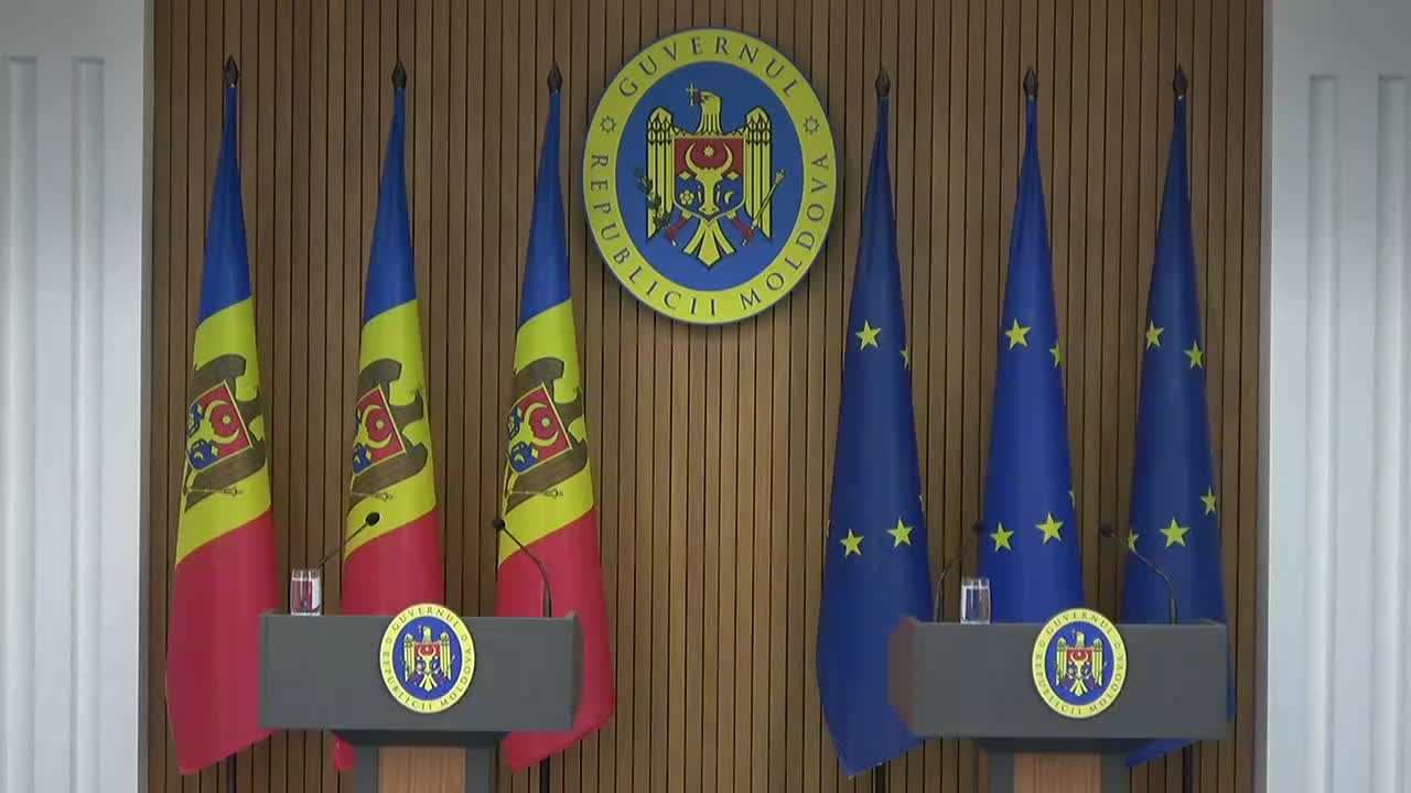 Conferință de presă susținută de viceprim-ministra pentru Integrare Europeană a Republicii Moldova, Cristina Gherasimov, și comisara europeană pentru extindere, Marta Kos