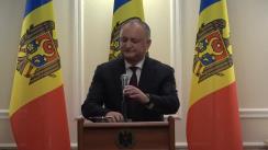 Declarație de presă susținută de Președintele Republicii Moldova, Igor Dodon