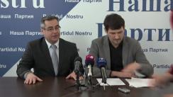 Conferința de presă organizată de Partidul Nostru cu tema „Ce joc cu cîteva necunoscute au inițiat autoritățile împotriva primarului de Rîșcani, Victor Bogatico?”