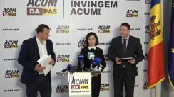 Briefing de presă susținut de co-președinții blocului ACUM DA PAS, Maia Sandu și Andrei Năstase, și de candidatul ACUM în circumscripția Călărași, Igor Munteanu