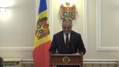 Declarație de presă susținută de Președintele Republicii Moldova, Igor Dodon