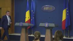 Conferință de presă susținută de ministrul Muncii și Justiției Sociale al României, Marius Budăi