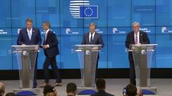 Declarație de presă susținută de Președintele României, Klaus Iohannis, cu Președintele Consiliului European, Donald Tusk, și Președintele Comisiei Europene, Jean-Claude Juncker