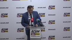 Conferință de presă susținută de Andrei Năstase, președintele Platformei DA, candidatul Blocului ACUM Platforma DA și PAS la funcția de primar al municipiului Chișinău