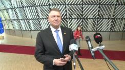 Declarație de presă susținută de Președintele României, Klaus Iohannis, înaintea participării la reuniunea Consiliului European